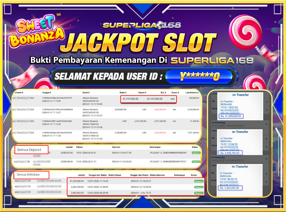 SUPERLIGA168 JACKPOT SWEET BONANZA Rp.47,362,795LUNAS