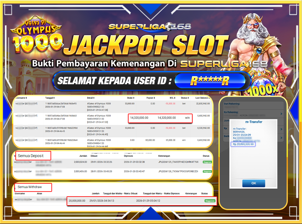 SUPERLIGA168 JACKPOT GATES OF OLYMPUS 1000 Rp.20,000,000.LUNASSS