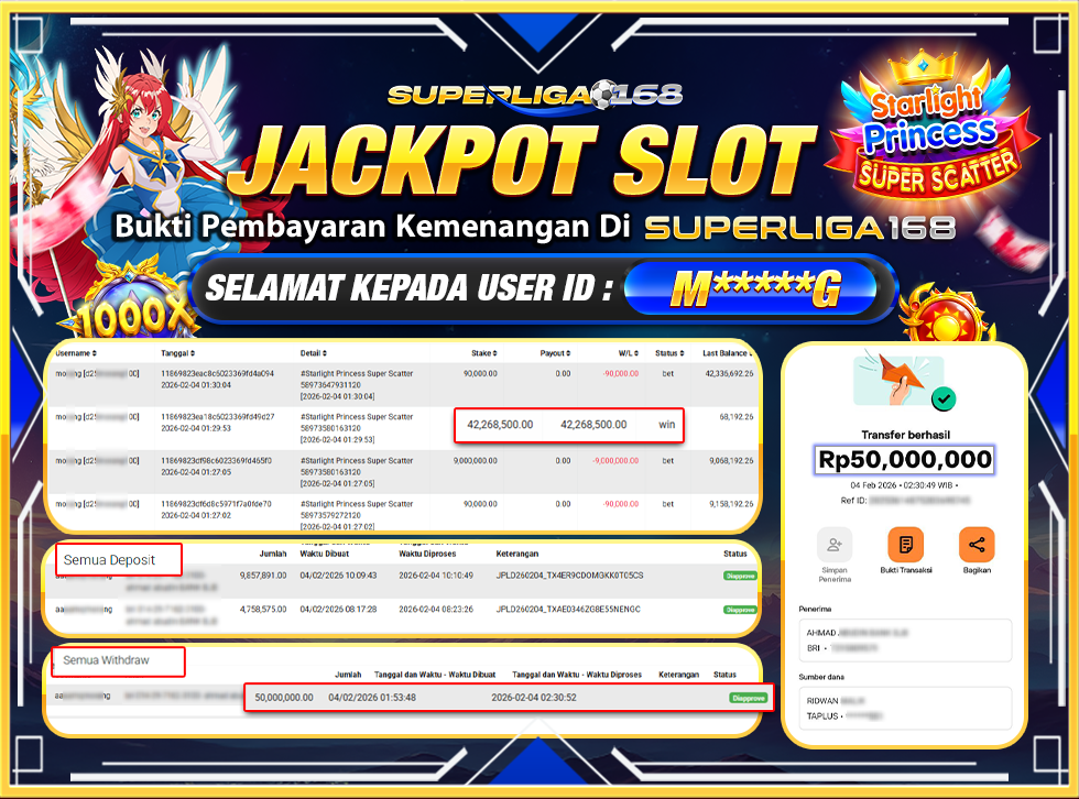 SUPERLIGA168 STARLIGHT OF PRINCESS SUPER SCATTER Rp.50,000,000LUNASSS